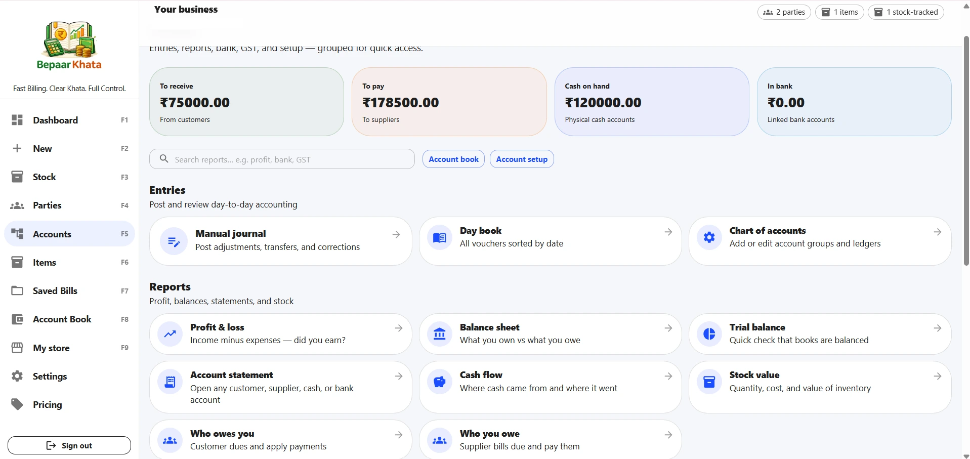 Bepaar Khata accounting and GST billing — Complete Business ERP