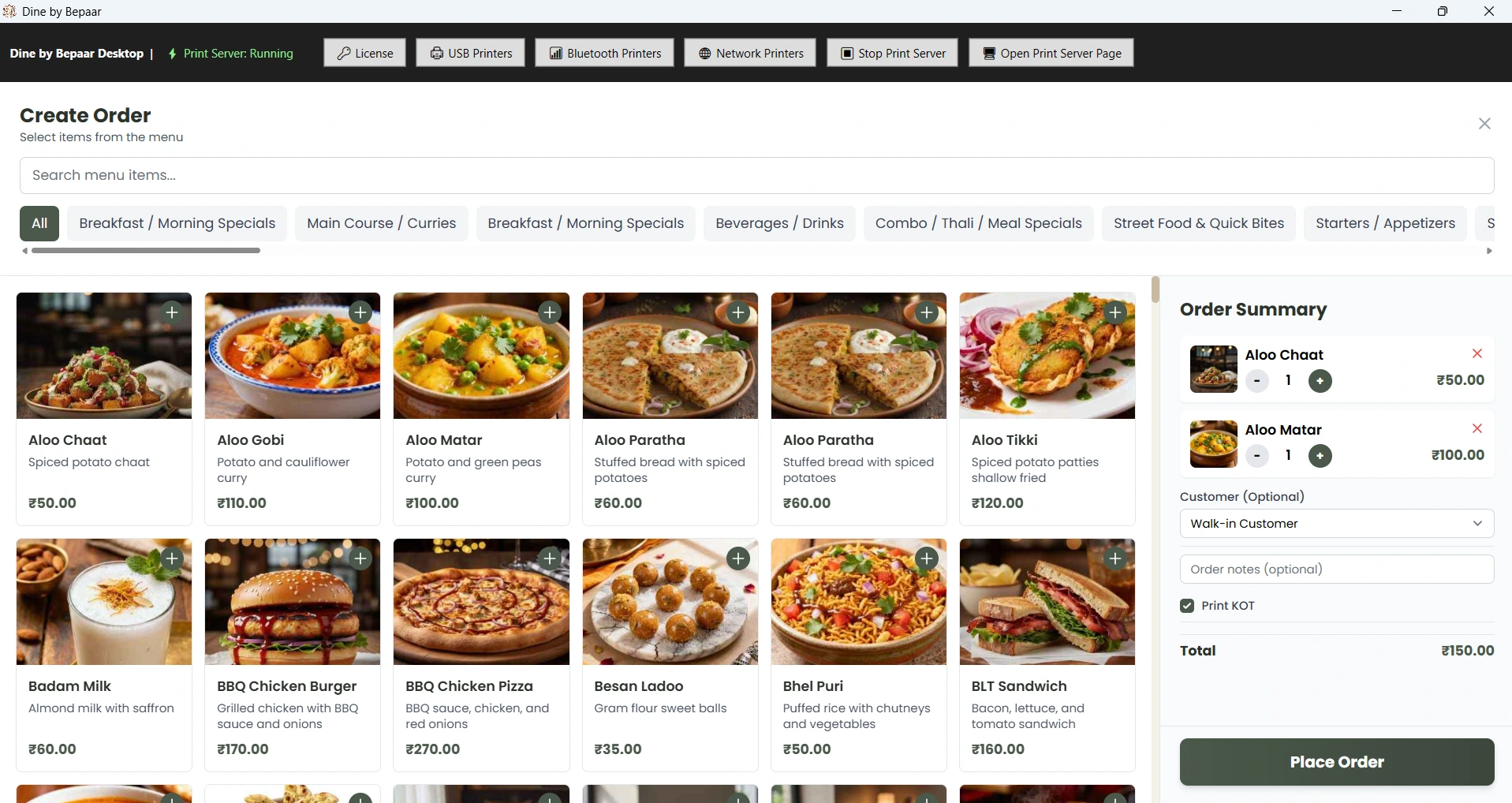 Dine by Bepaar restaurant POS — table ordering and billing